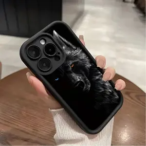 Dark Wolf Phone Case,TPU Silicone Protective phone cover,Cool Grunge Aesthetic for iPhone 11-17,XS/S series,for Samsung S /A Series,Shockproof Silicone Lightweight Anti-Scratch Cover,TPU Bumper Protection Cover,for iPhone 17 Pro Max case