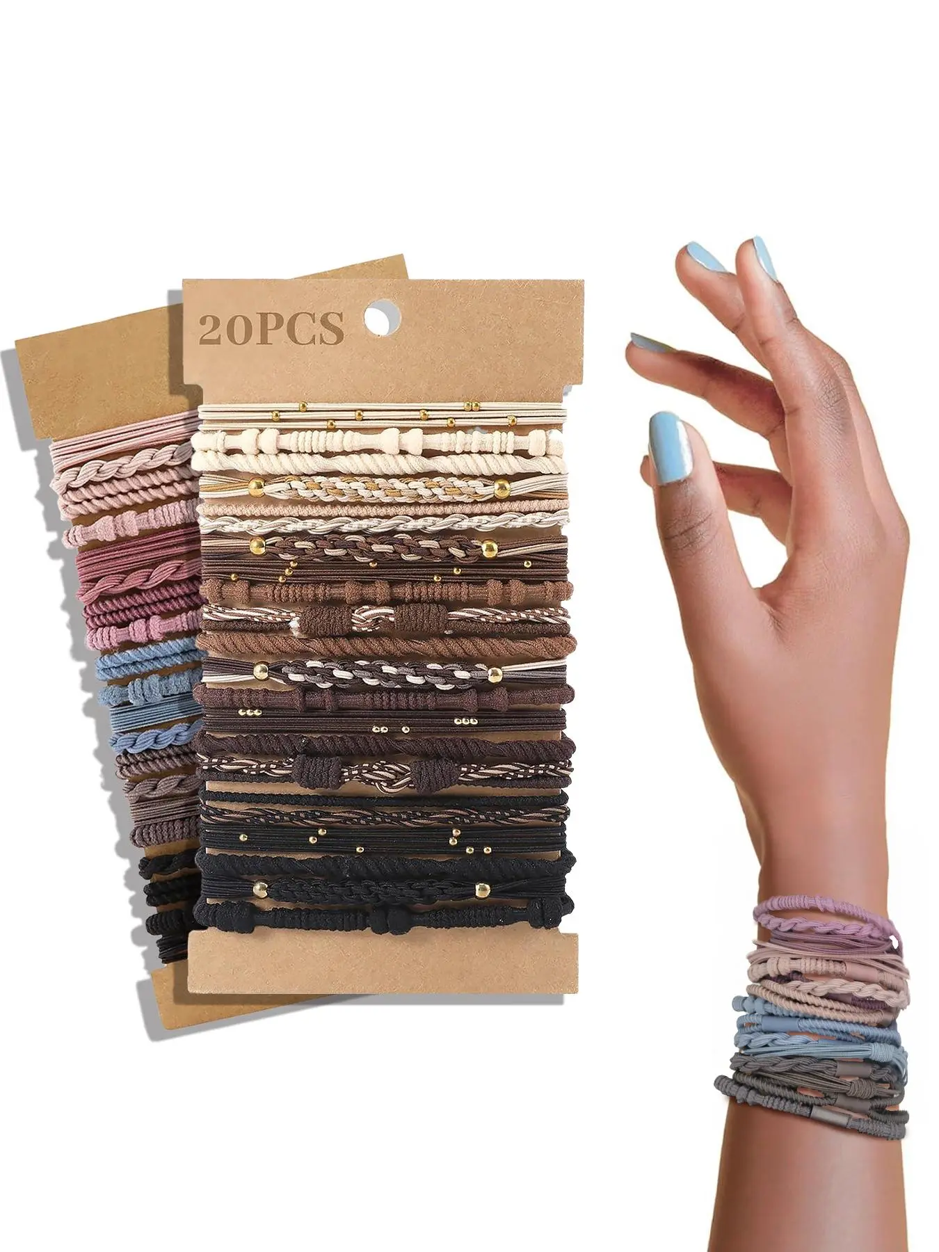 Boho Style Hair Tie (40pcs), High Stretch Hair Tie, Fashion Hair Accessories for Women & Girls, Minimalist Headwear Suitable for Thick Hair, Ponytail Hairstyle