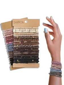 Boho Style Hair Tie (40pcs), High Stretch Hair Tie, Fashion Hair Accessories for Women & Girls, Minimalist Headwear Suitable for Thick Hair, Ponytail Hairstyle