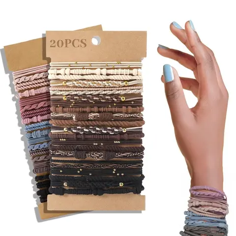 Boho Style Hair Tie (40pcs), High Stretch Hair Tie, Fashion Hair Accessories for Women & Girls, Minimalist Headwear Suitable for Thick Hair, Ponytail Hairstyle