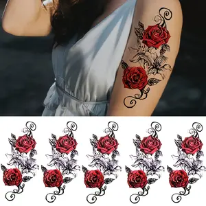 Women Waterproof Temporary Tattoo Set, Realistic Rose & Floral Design, Lasts 5-7 Days, Durable, Easy Removal, Arm Tattoos, Fake Flower Stickers