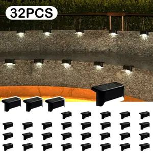 32-Pack Solar Step Lights, Outdoor LED Solar Lights – For Stairs, Fences, Patios, Gardens, Pathways, Auto On/Off, Durable, 600mAh, Local Warehouse, Christmas Decor