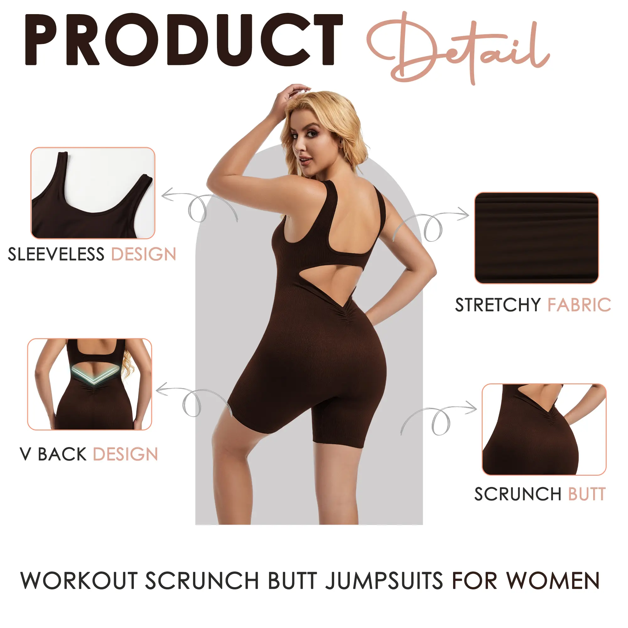 Soo slick Women Sleeveless playsuits Sexy Backless Tank Tops Bodycon Scrunch Butt Yoga Rompers Seamless jumpsuit Tight Yoga Jumpsuit Sleeveless Workout Jumpsuit