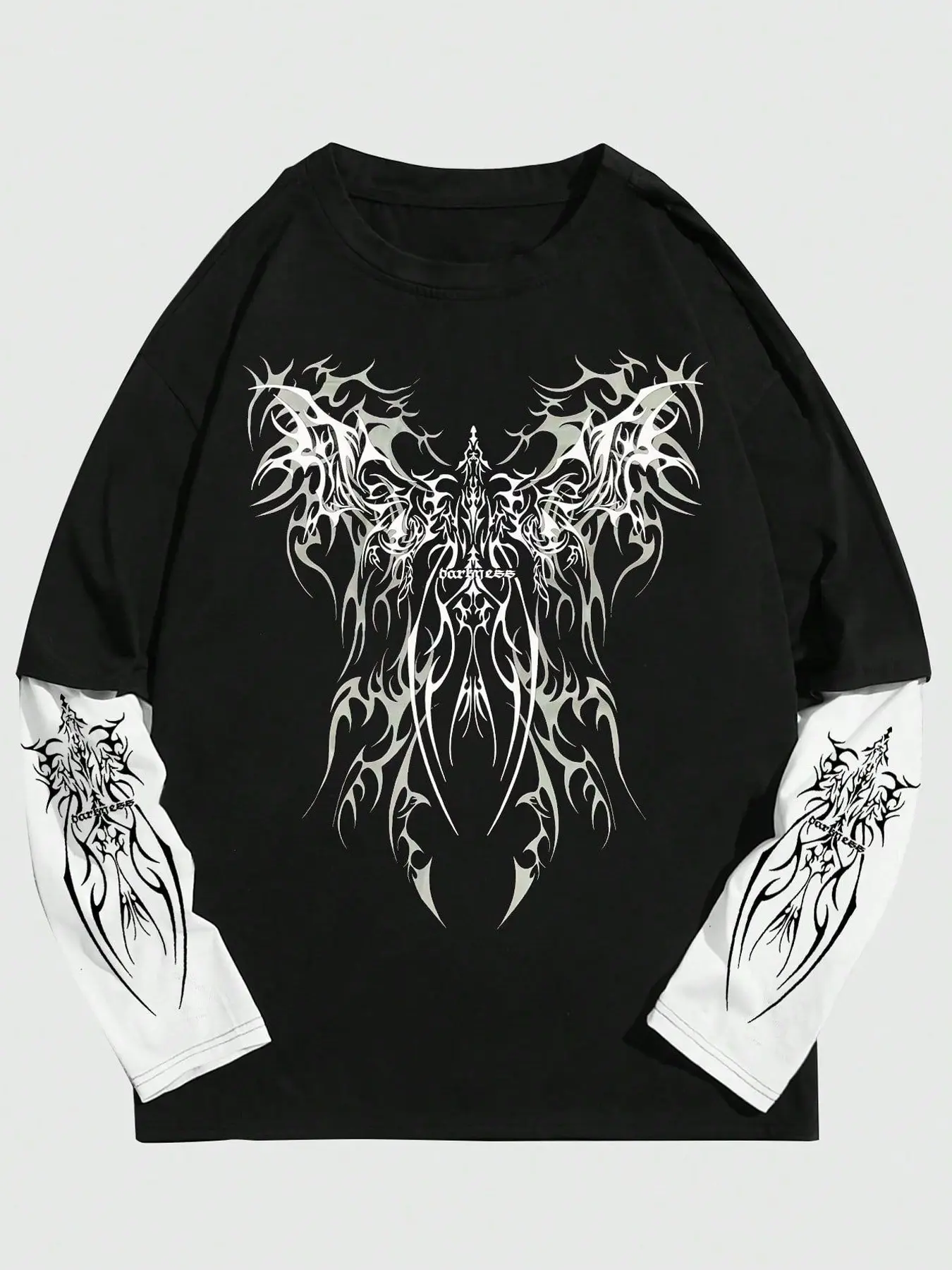 Unisex Opium Style Cybercore Tribal Graphic Tattoo Print Tee Mock
