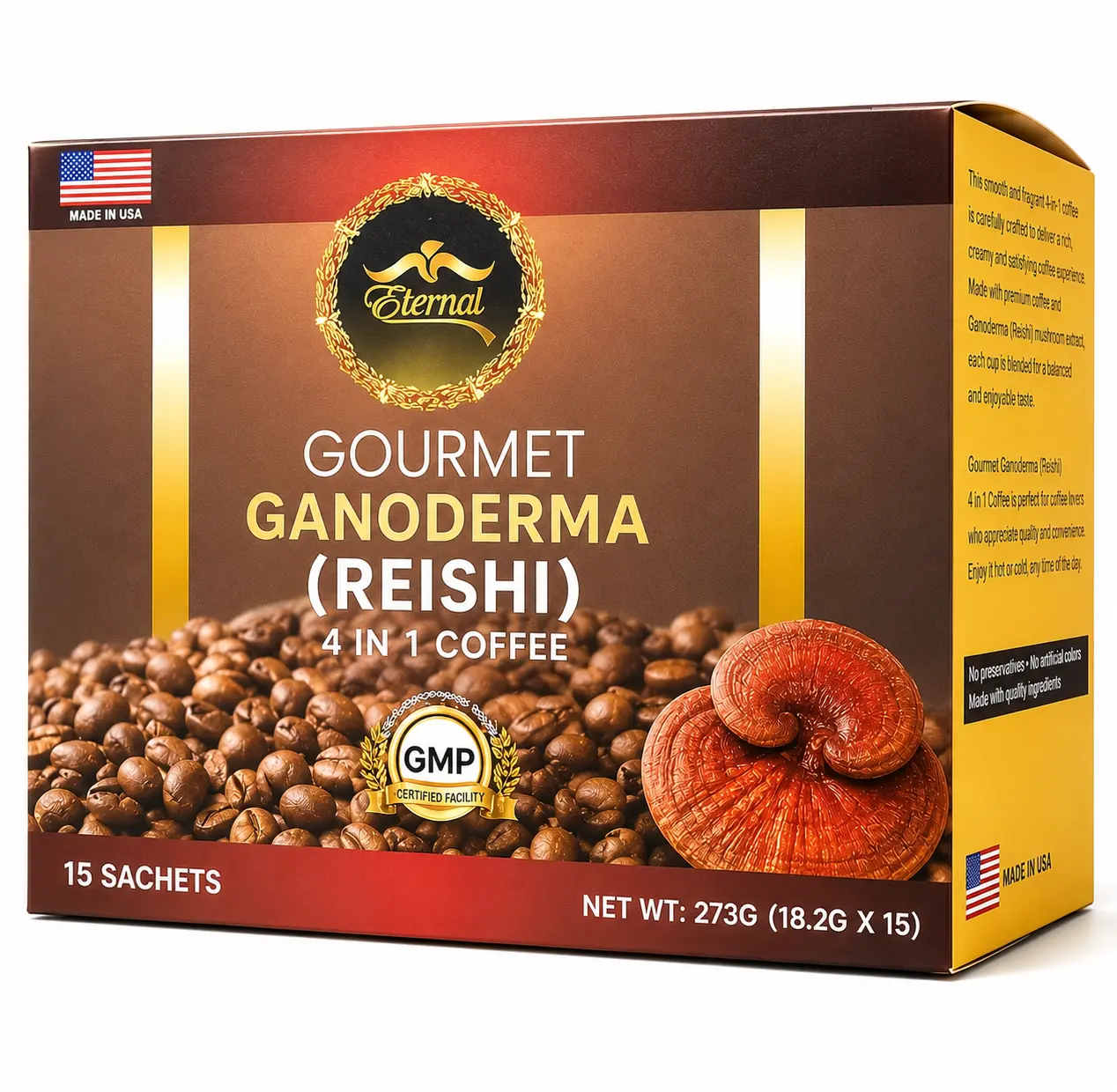 Eternal Spirit Beauty Asian Latte Ganoderma 4-in-1 Instant Coffee Singles - 15 Sachets