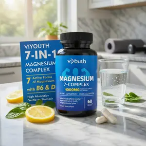 Viyouth 1000mg Magnesium Complex 10 Elemental Magnesium & Zinc for Calming Sleep Relax US Made Dietary Supplement Hair Health Digestive Detox Cortisol Balance 3rd Party Tested