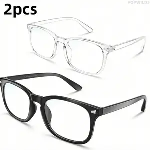 2pcs Blue Light Blocking Glasses for Screen Use, Anti-Glare Computer & Gaming Eyewear with HD Polycarbonate Lenses, Lightweight Stylish Frames for Men Women, Eye Strain Relief for Work, Study, Phone & Laptop Use