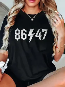 100% Cotton Unisex Sarcastic 8647 Vintage 80s Style 86 47 Rock Music 8647 Round Neck Short Sleeve T-Shirt Women's Men Graphic Tee