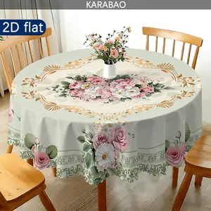 2D flat, 1PC, Elegant Floral Tablecloth, 2D Flat Design, Perfect Home Decor, Ideal Gift for Friends, Kitchen Dining Room Use, Indoor Outdoor Patio, Washable Table Cover