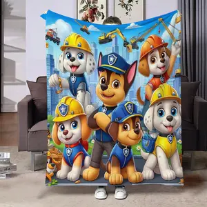 Paw Patrol Pattern Flannel Blanket, Soft Home Office Throw Rug, Multi-Purpose Air Conditioning Blanket, Cozy Leisure Accessory