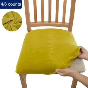 Solid Color Chair Cover, 4/6 Counts Elastic Chair Seat Cover, Chair Seat Protector, Dining Room Chair Slipcover, Home Decor Supplies, Stretch Chair Slipcovers