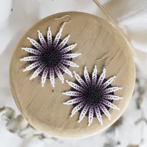 Blanca - Native Beaded Earrings with Elegant Floral Design - Handmade by Huichol Artisans - Mother Sierra