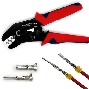 Crimping Tool with Ratchet, Ratcheting Wire  Tool for Open Barrel Terminal Connectors, Electrical Crimping Tool, Crimping Pliers for 20-14 AWG