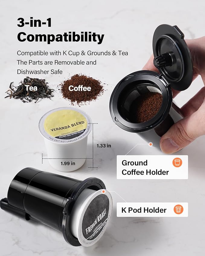 K Cup Coffee Maker With Bold Setting, Single Serve Hot & Iced Coffee Maker for K-Cup and Grounds, 52oz Removable Reservoir, 6 to14oz Brew Sizes, Pod Coffee Machine With Reusable Filter, Gray summervibes K Cup Coffee Maker With Bold Setting, Single Serve Hot & Iced Coffee Maker for K-Cup and Grounds, 52oz Removable Reservoir, 6 to14oz Brew Sizes, Pod Coffee Machine With Reusable Filter, Gray summervibes