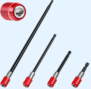 Drill Bit Extension 2/4/6/12’’, Magnetic Bit Holder 4 Pcs, Drill Extension Bit Holder 1/4’’ Hex, Bit Holder for Impact Driver CR-V Steel Quick Release for Screwdriver Bit Nut Drill Socket by XIOGZAXI