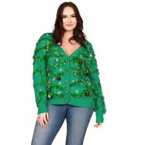 Tipsy Elves Women's Gaudy Garland Cardigan - Holiday Festive Sweater: Medium