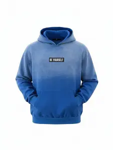 Unisex Blue Gradient Starry Sky Hoodie, Loose Fit, Universe Elements Print, Daily Wear, Commuter Versatile Top