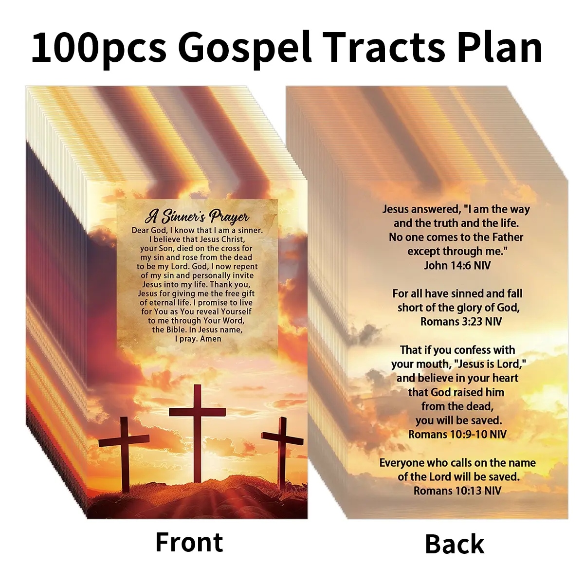 100pcs Christian Gospel Tract Cards - "Sinner Pray" Pocket-Sized Holy Postcards with Inspirational Faith Bible Verses, Salvation Cards, Scripture References Cards, Christian Gift, Quote Cards, Greeting Cards