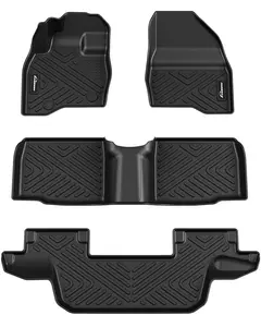 【GARVEE】Floor Mats for 2015-2019 Ford Explorer, Black Anti-Skid All Weather TPE Floor Liners, Designed Without 2nd Row Center Console, Durable and Easy to Clean