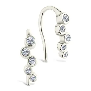 Sterling Silver Talia CZ Bezel Crawler Earrings