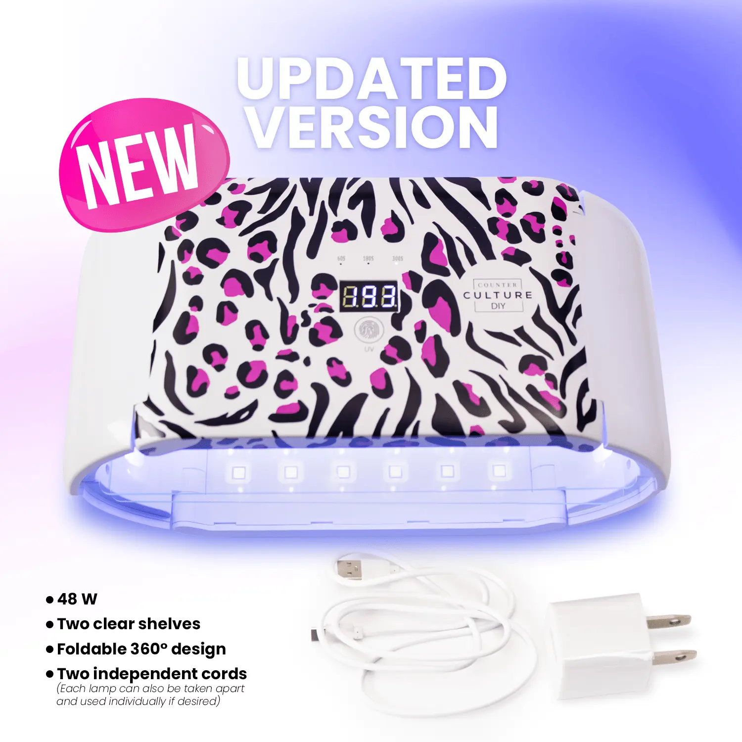 Foldable UV Lamp for Resin & Crafts Counter Culture DIY Gel Nail Dryer Fake Nails Debonder