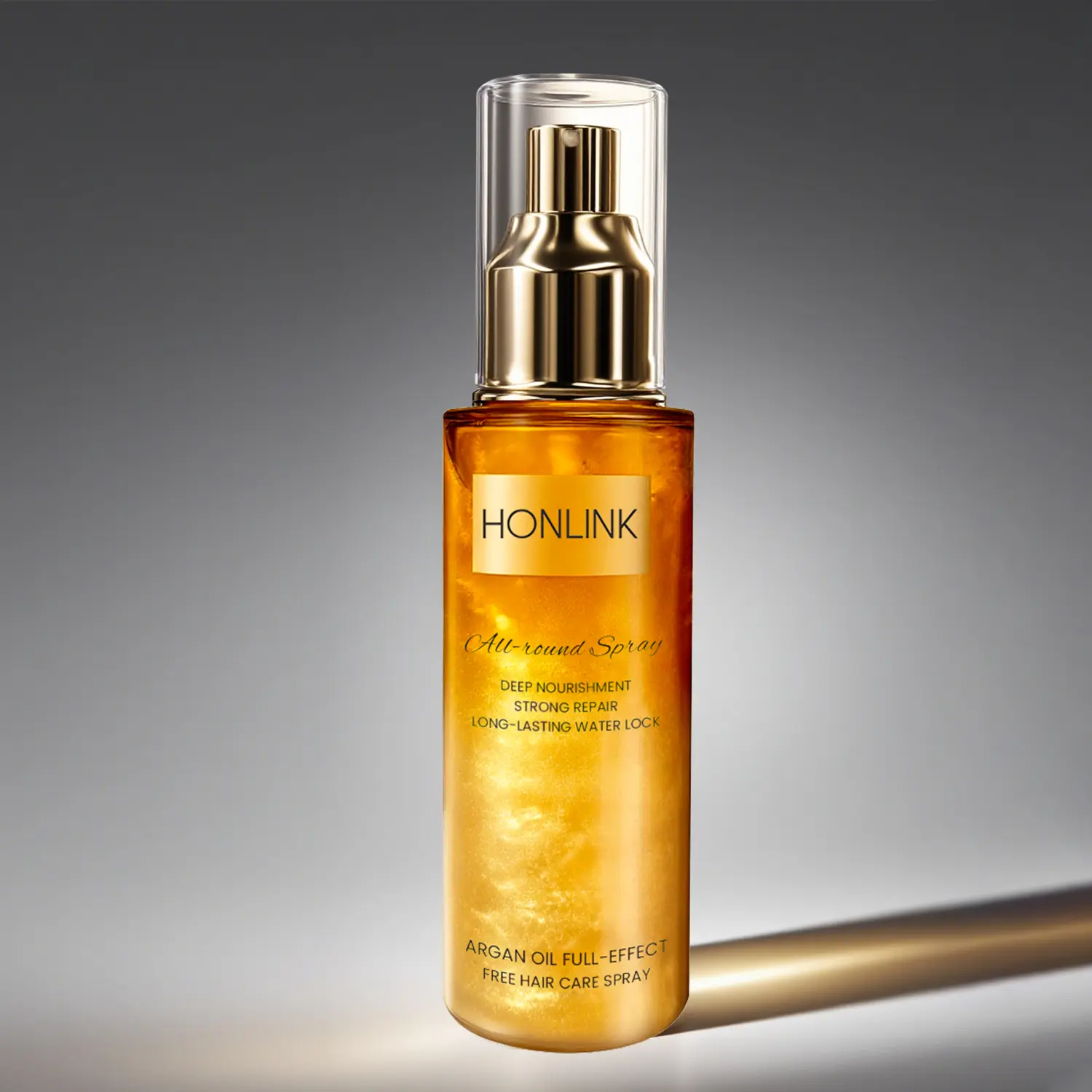 HONLINK Gold Shimmer Multi-Effect Leave-In Hair Spray for All Hair Types, Heat Protection, Detangling & Frizz Control,Infused with Vitamin E & Argan Oil, Color Safe, Vegan