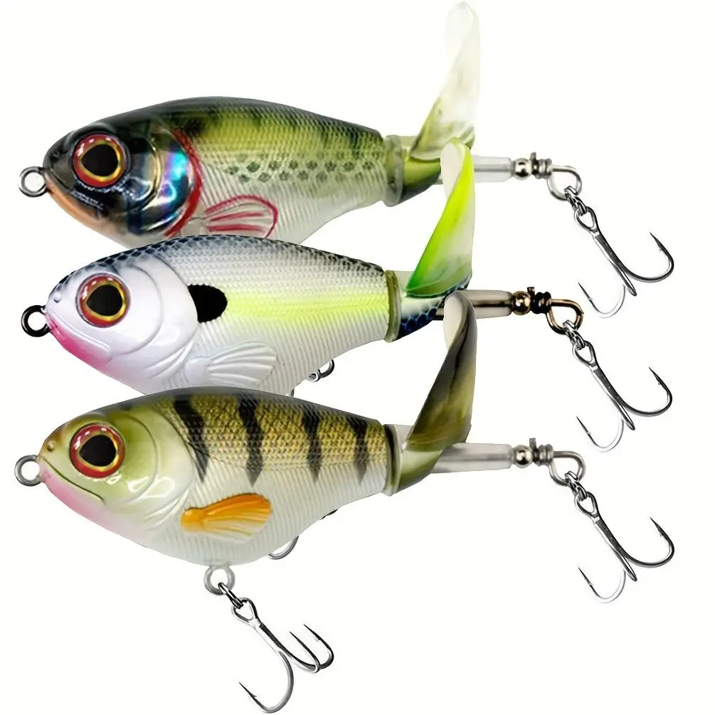 Artificial Fishing Lure with Floating Rotating Tail (3pcs), Simulation Fishing Lure with Hook, Floating Rotating Tail for Bass Trout, Fishing Accessor