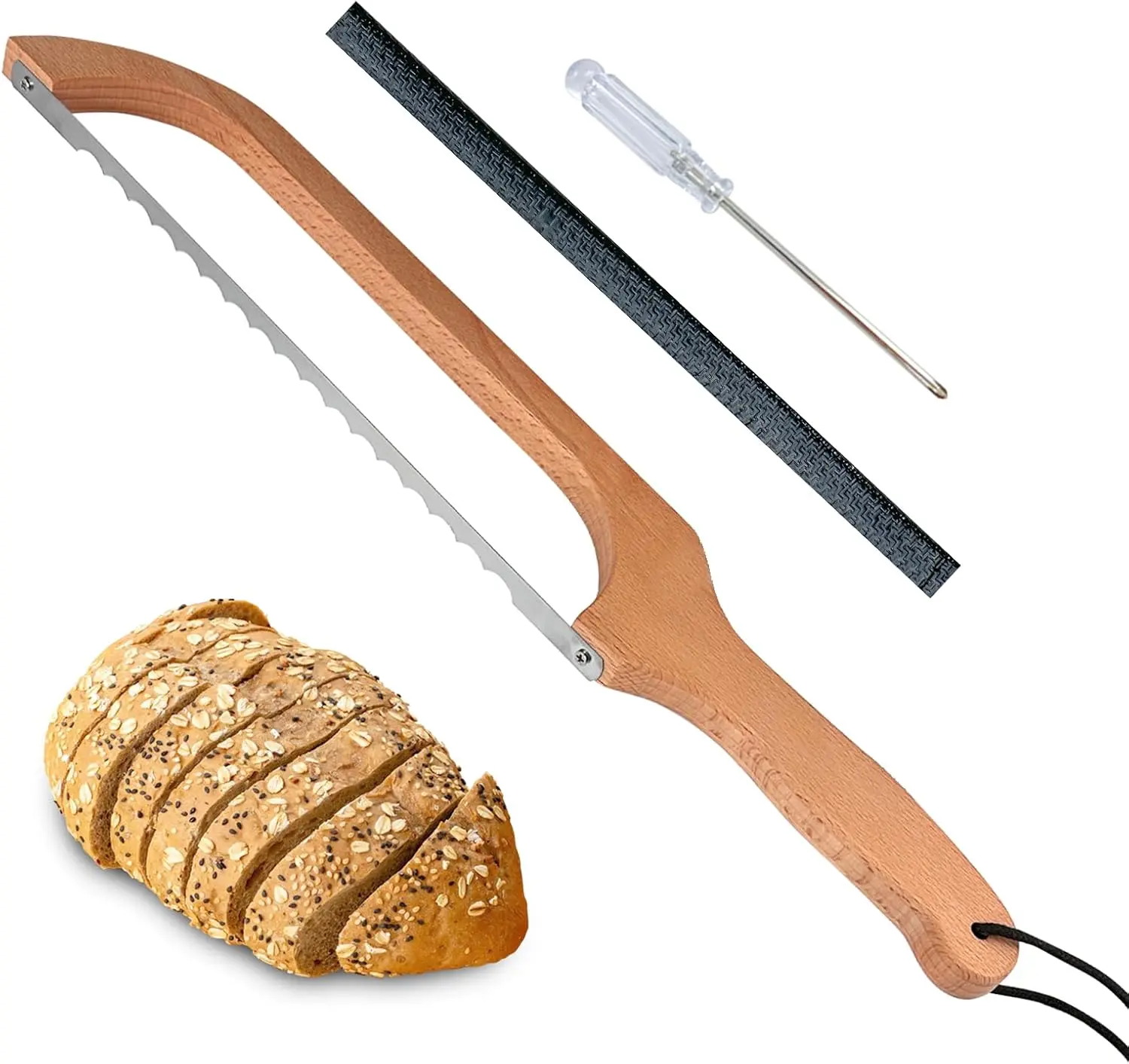 Bread Slicer,16inch Bread Knife for Homemade Bread,Bread Bow Knife for Sourdough Rounds,Bread Cutter with Protective Cover,Stainless Steel Serrated Bread