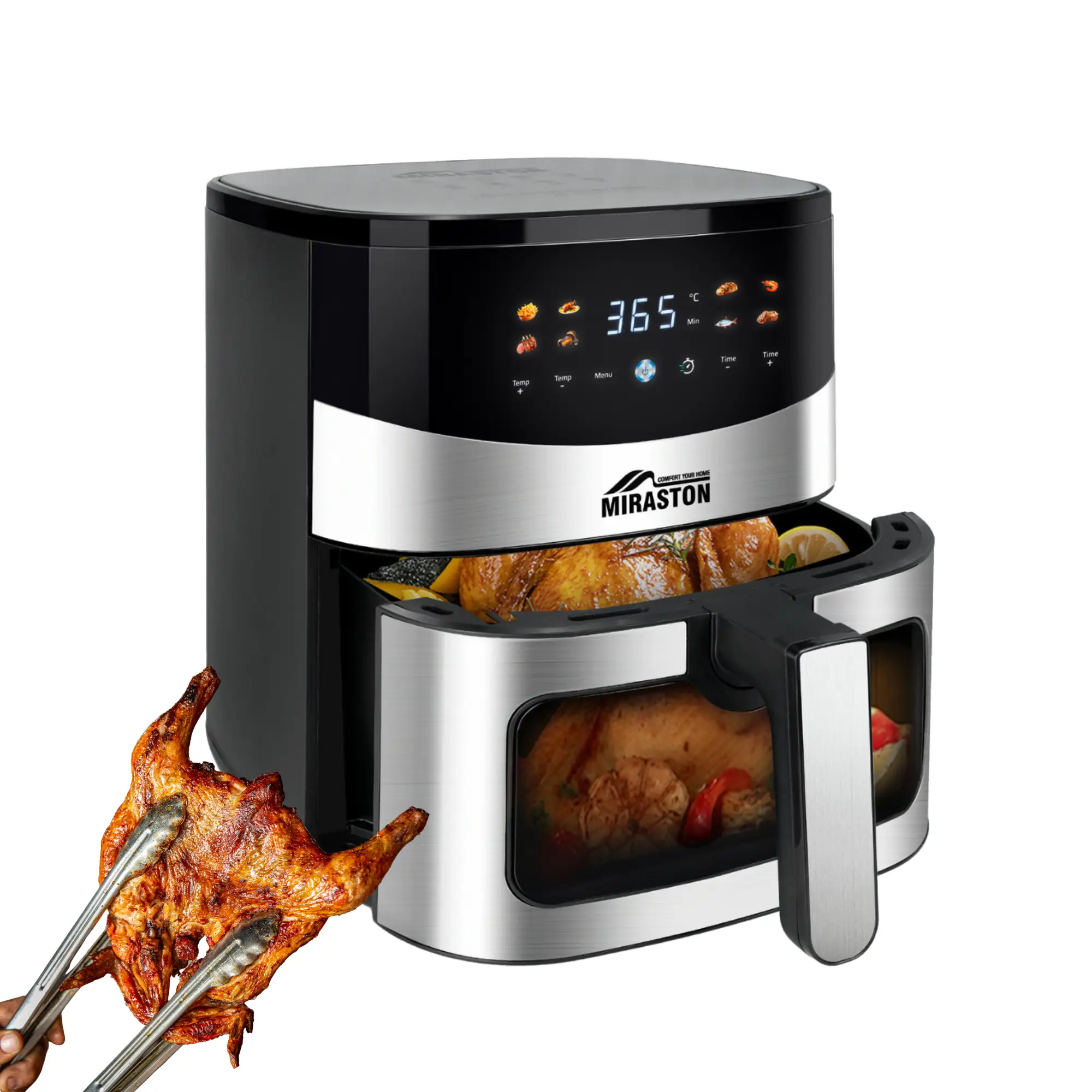 MIRASTON 6.5QT Family-Size Air Fryer, Digital Air Fryer with Visible Window, 8 Cooking Presets, Nontoxic, Dishwasher-Safe Basket, 1400W, Summer Turn-U