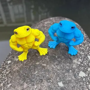 3D Printed Fun Muscle Frog Toy, Funny Standing Frog Home Decor Desktop Ornament Model, Trendy Plaything for Desk Decoration