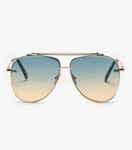 Classic Aviator Sunglasses with Glass Lens - Unisex Gradient Design