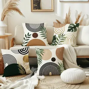 Set of 4 Decorative Throw Pillow Covers Featuring a Bohemian Geometric Design for Home Decor