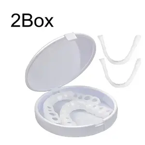 2 Pairs of Dentures Cosmetic Teeth Reusable Artificial Teeth Temporary Smile Upper and Under False Teeth Veneer