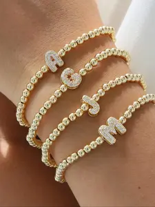 Fashionable Letter Design Bubble Ball Beaded Bracelet, Fashion Jewelry for Party, Daily Clothing Decor, Trendy All-match & Exquisite Jewelry for Birthday Gift, Stackable Bracelets