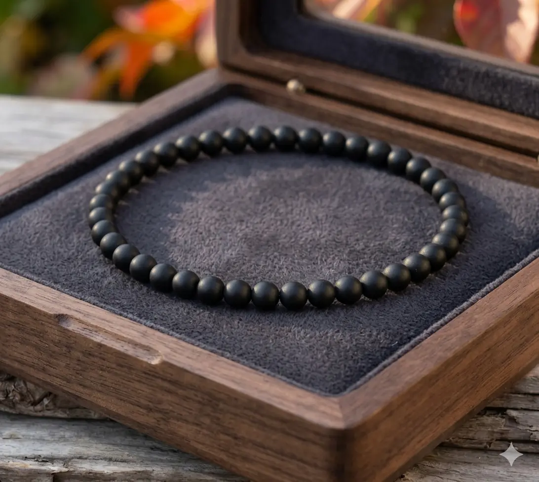 Genuine Shungite 4mm Bead Stretch Bracelet Energy Protection Healing Crystal