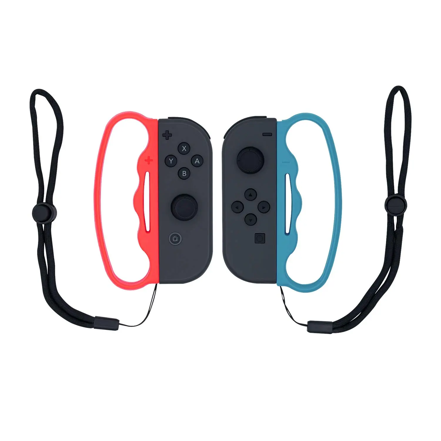 Fitness Boxing Grip Set Pack for NS Switch/Switch OLED Joy-Con Controllers, Adjustable Strap Left+Right Pairs with Shock Absorbers & Abs Support, Lightweight Durable Insert Fit Console Accessory, Blue & Red