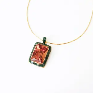 Zultanite Color Changing Necklace for Women, Retro Square Pendant, Girlfriend gift, Unique & Trendy Jewelry Gift for Party, Wedding, Anniversary