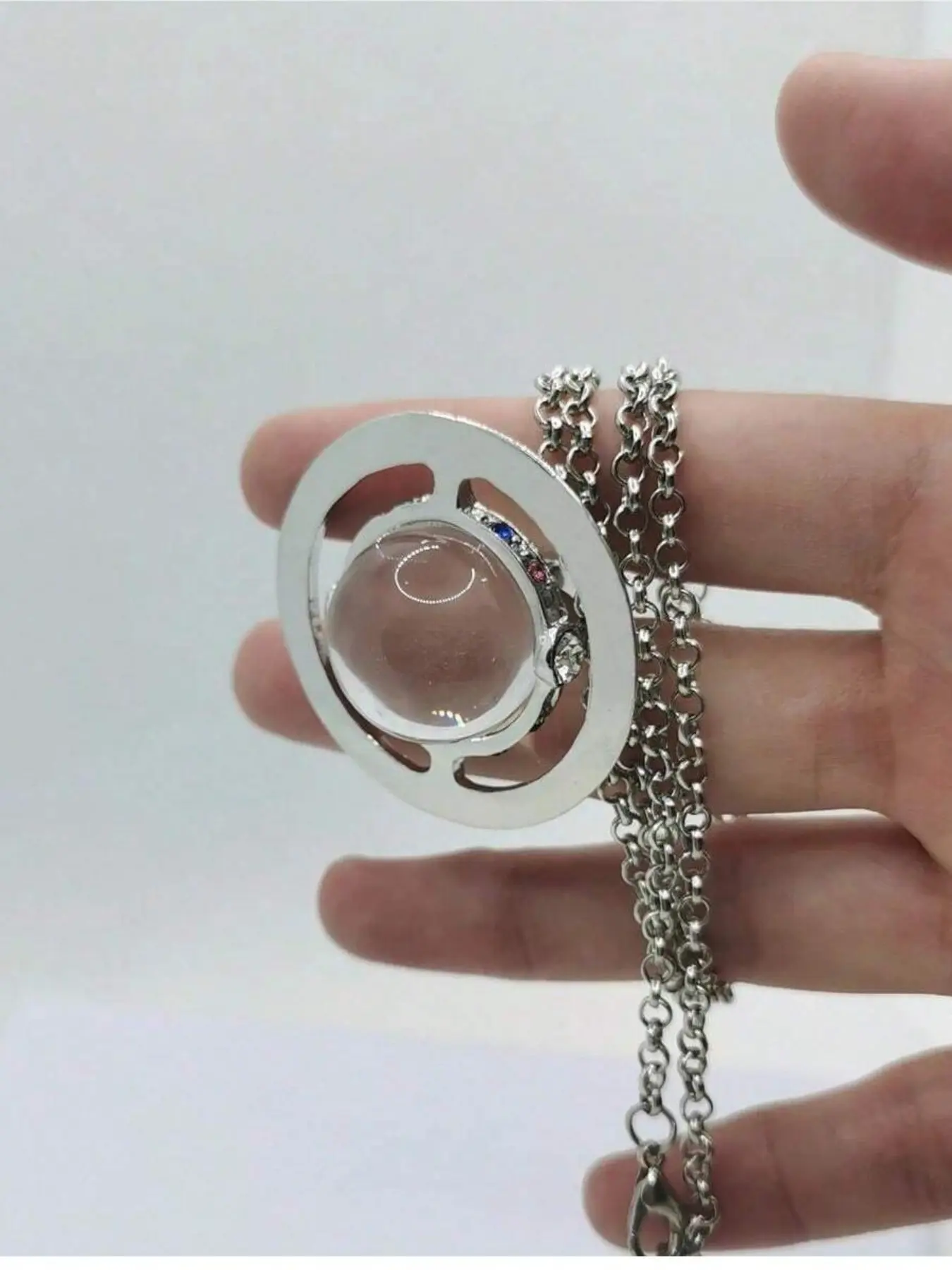 Elegant Rhinestone Planet Couple Geometric Pendant Necklace, Fashionable Alloy Chain for Couples, Perfect Gift for Anniversaries and Daily Wear