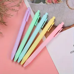 Creative Macaron Push Pen 0.5mm Fine Tip Candy Color Simple Practical Business Office Stationery Supplies Random 5pcs, Essential Writing Tools