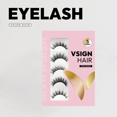 VSIGN 3D Mink Fur Cosmetic False Lashes - 5 Pairs Handmade Set, High-Quality Craftsmanship, Reusable Press-On Soft Volume Fluffy Lashes, Luxury Gift Set for Versatile Use