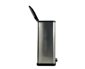 13.2 Gallon Trash Can, Plastic Rectangular Step Kitchen Trash Can, Silver