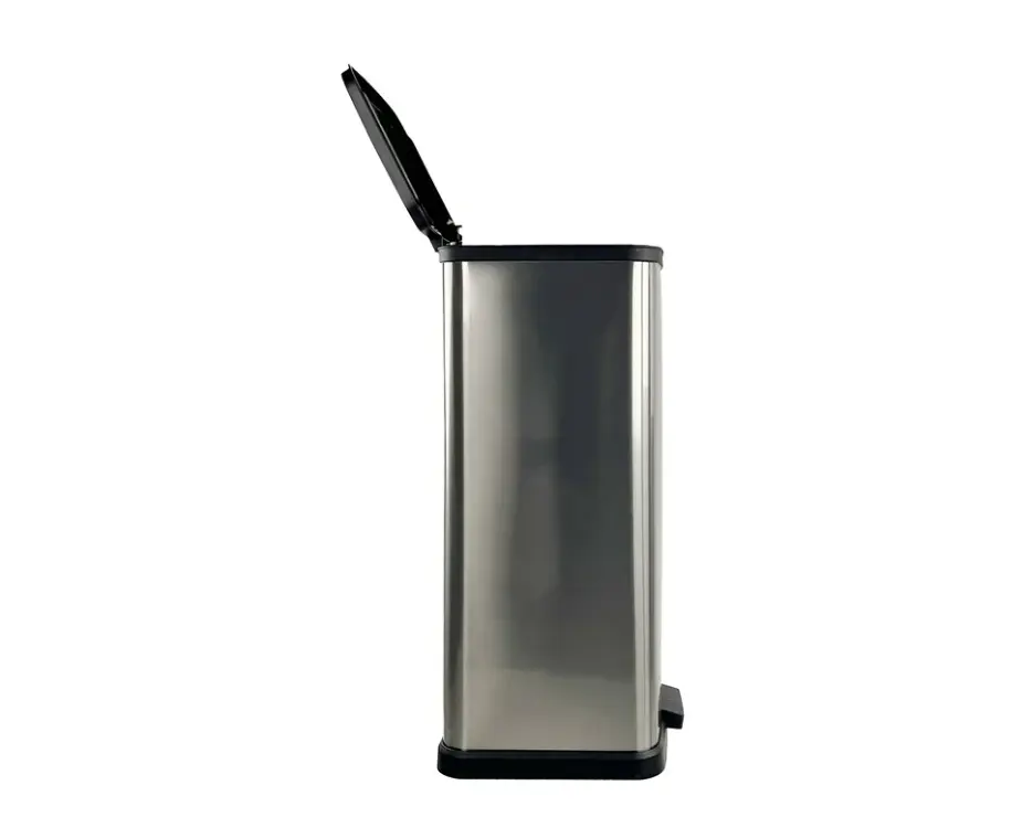 13.2 Gal Plastic Rectangular Step Kitchen Trash Can, Silver Home Care Bin