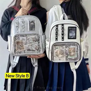 Y2K Cute Mini Backpack Women Kawaii Ita Bag Sweet Girl Transparent Rucksack DIY Personality Display Knapsack Lolita Shoulder Bag