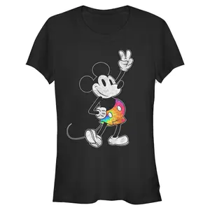 Juniors Womens Mickey & Friends Mickey Tie Dye Pants Portrait T Shirt