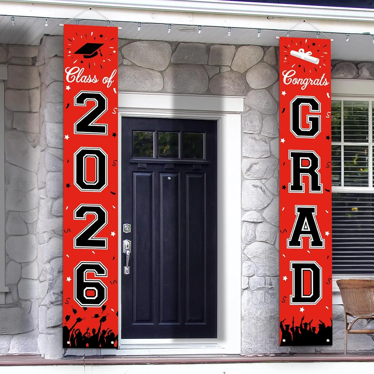 2026 Graduation Decorations, Graduation Banner Class of 2026,  Congratulations/Congrats Grad Banner for Door and Porch, Party Decor - Red