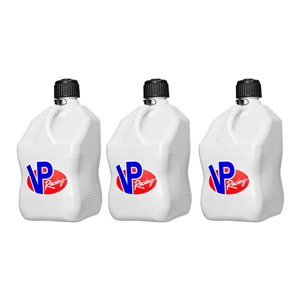 VP Racing 5.5 Gallon Square HDPE Utility Jug, White, Close-Trimmed Cap, 3 Pack