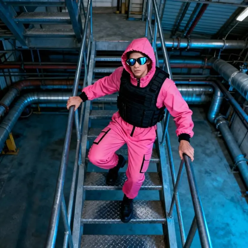 Mask as a Gift��Squid Game Clown Cosplay Set for Halloween (Adults & Kids) �C Includes Jumpsuit, Gloves and Inspired Mask Mask as a Gift��Squid Game Clown Cosplay Set for Halloween (Adults & Kids) �C Includes Jumpsuit, Gloves and Inspired Mask