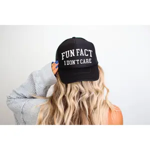 Fun Fact I Don't Care- UNISEX BLACK TRUCKER HAT