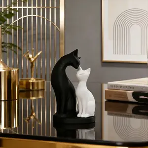 3D Printed Cat Statue, Couple Sculpture Decoration, Creative Art Colorful Cat Sculpture, Modern Minimalist Living Room Decor