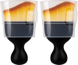 [New Deal] 2PCS Car Interior Detailing Brush High Density Bristle Ergonomic Handle Perfect Size for Dashboard & Leather Cleaning Black